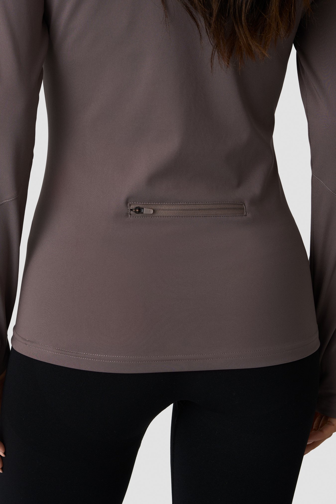 Everyday Long Sleeve 1/4 Stripe Zipper Dusty Brown - bild 1