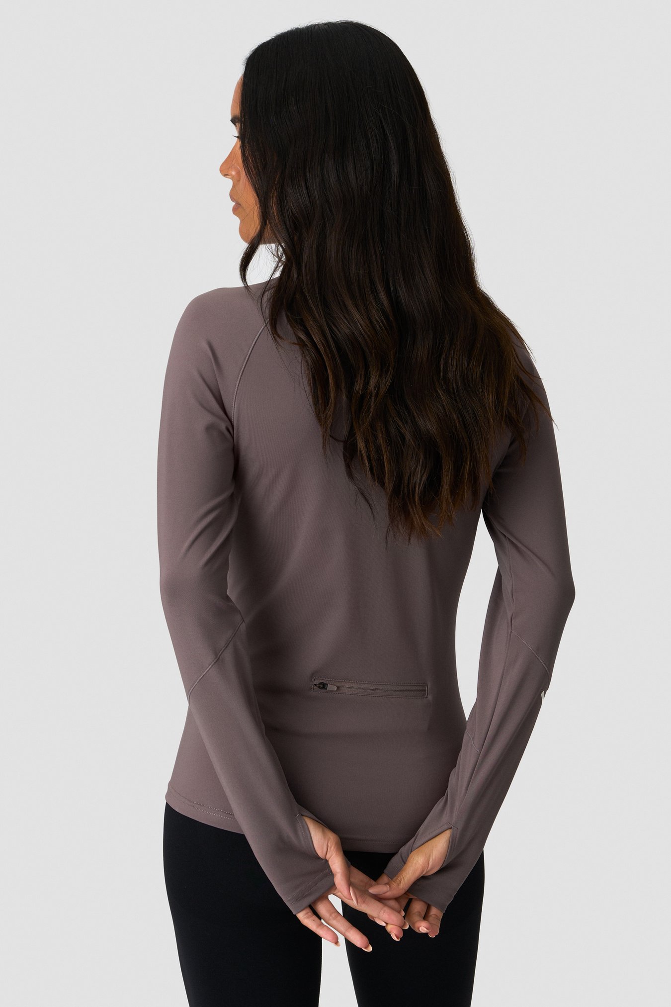 Everyday Long Sleeve 1/4 Stripe Zipper Dusty Brown - bild 3