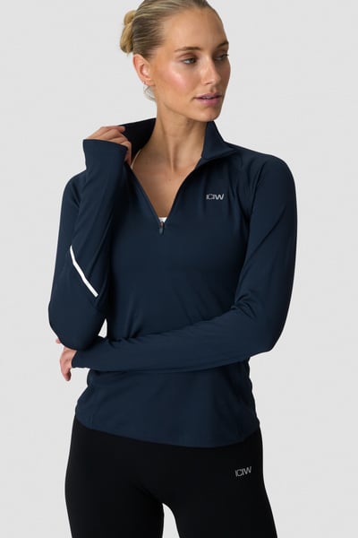 Everyday Long Sleeve 1/4 Stripe Zipper Midnight Blue - undefined