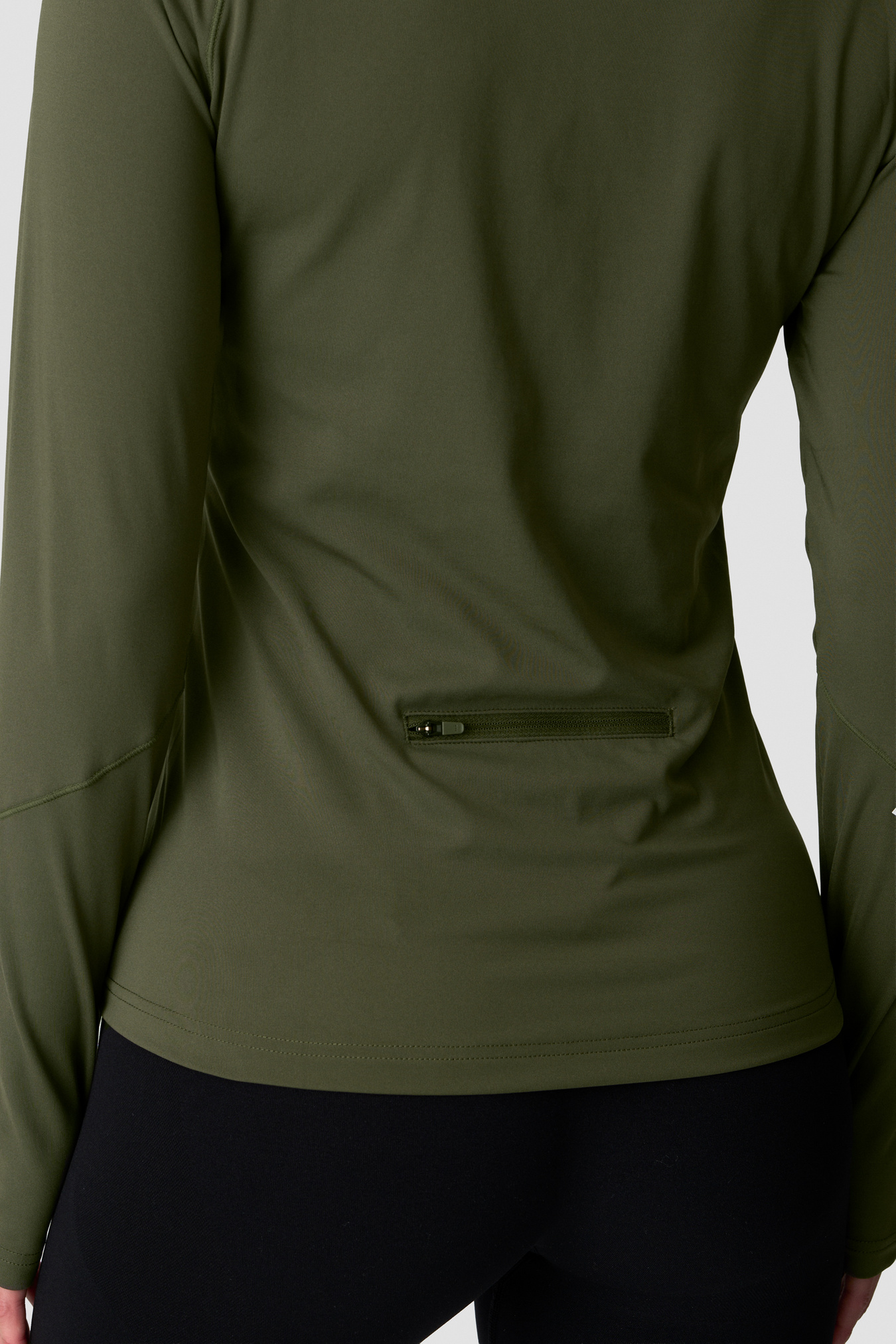Everyday Long Sleeve 1/4 Stripe Zipper Dark Khaki Green - bild 3
