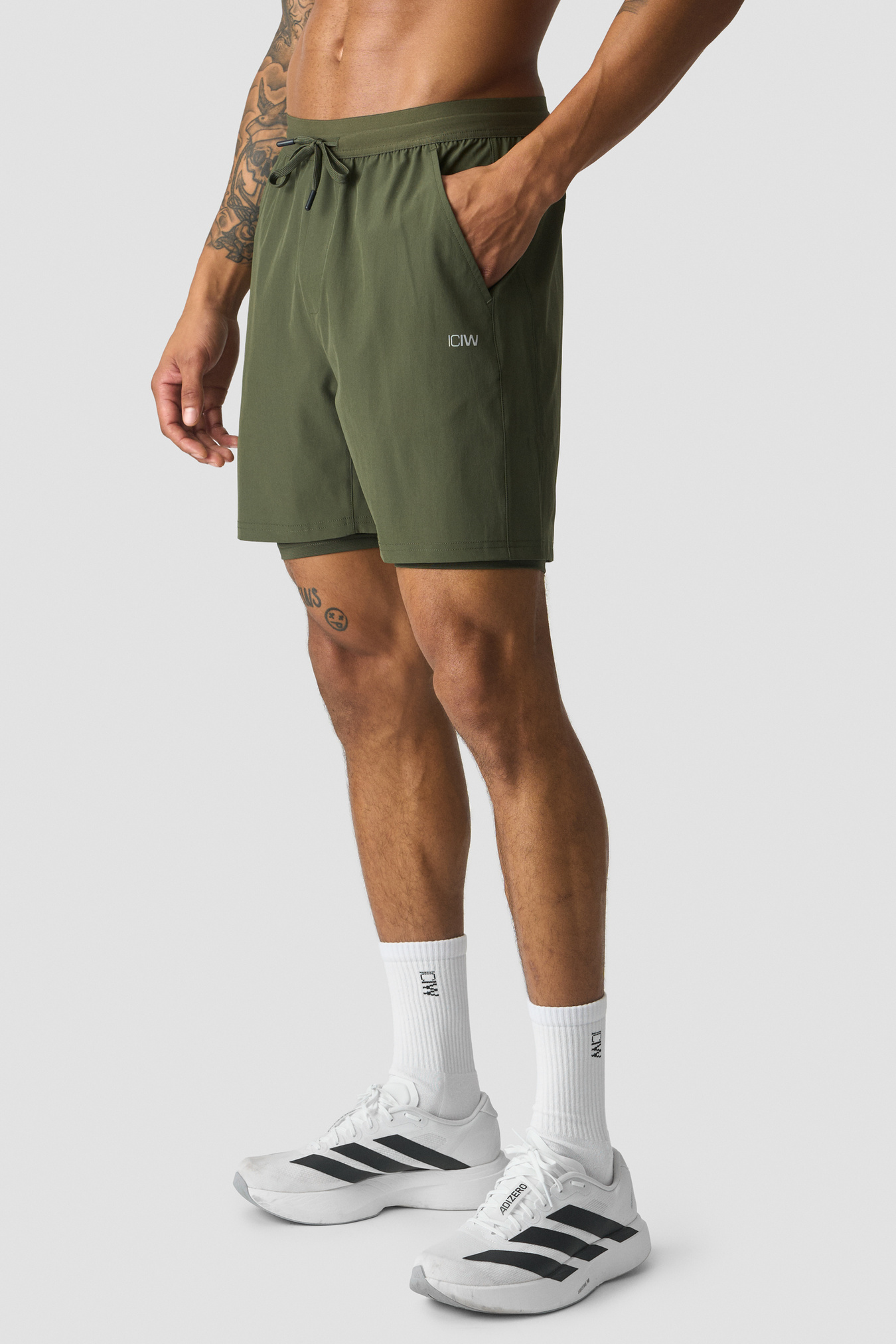 Workout 2-in-1 Shorts Dark Khaki Green - bild 2