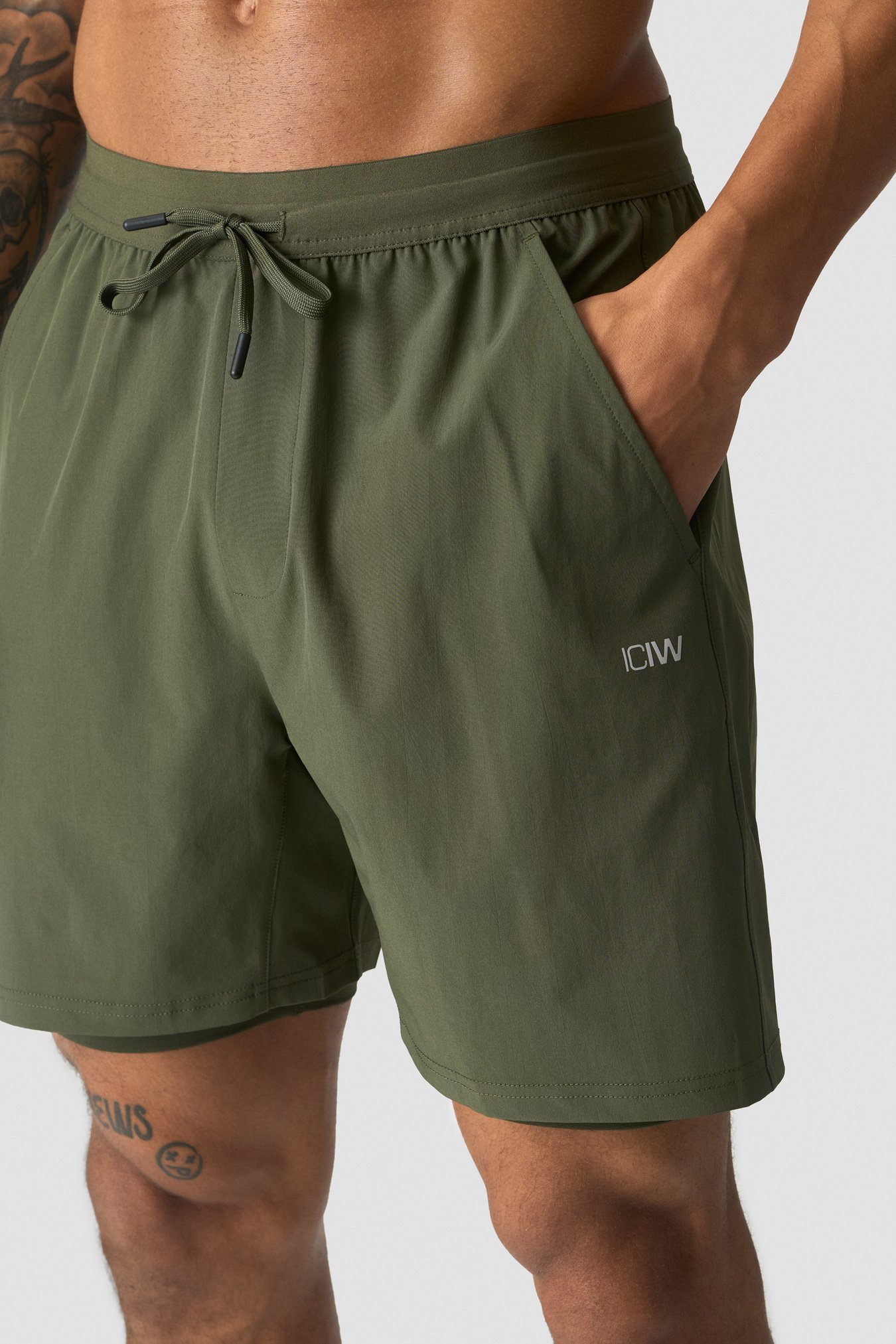 Workout 2-in-1 Shorts Dark Khaki Green - bild 4