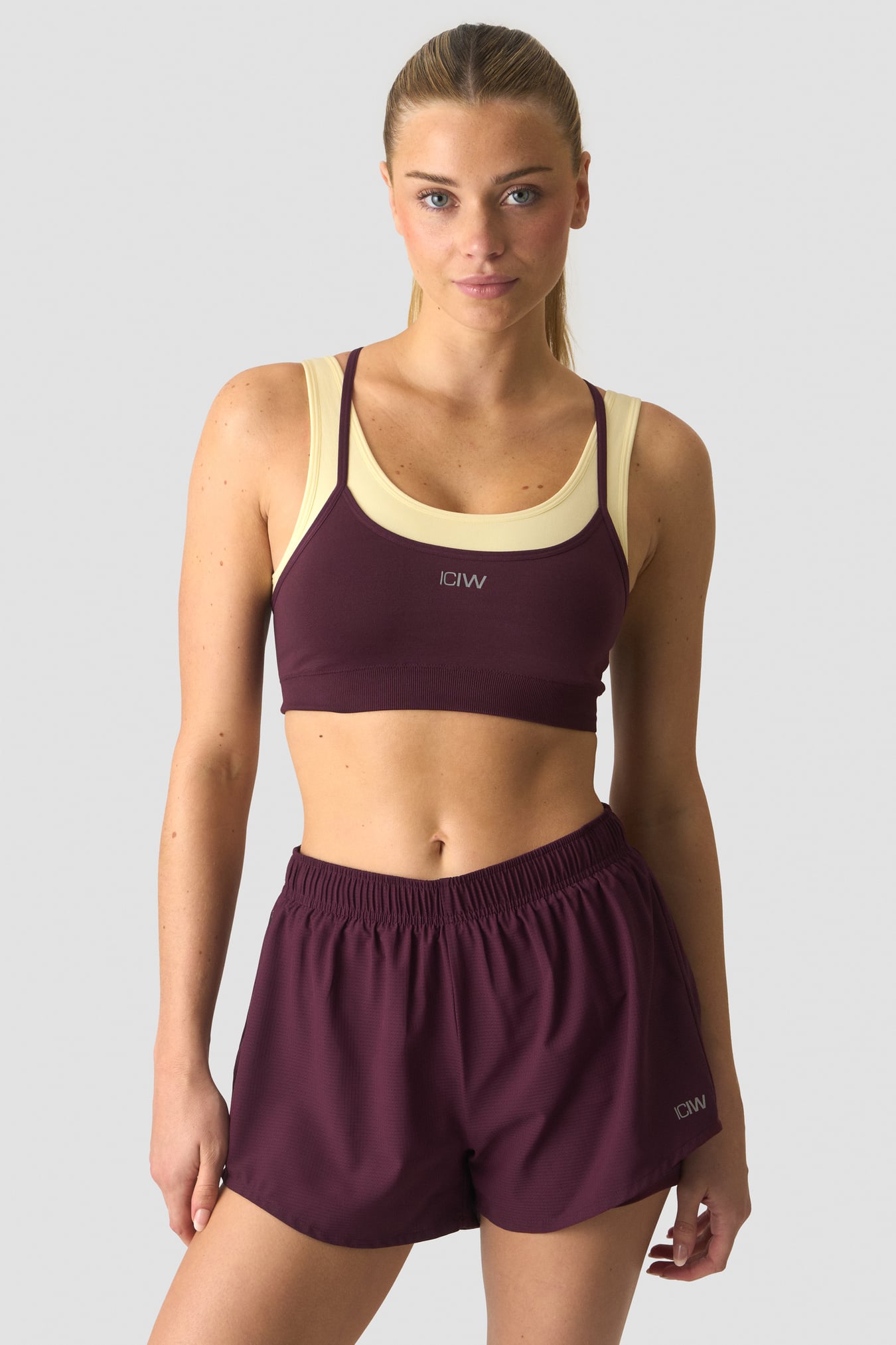 Mirage Seamless Double Layer Sports Bra Dark Mahogany/Yellow - image 0