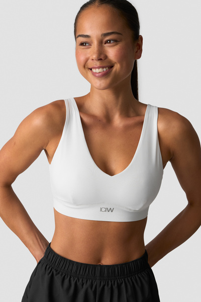
                    Essential Mid Support Sports Bra White
                    
                  