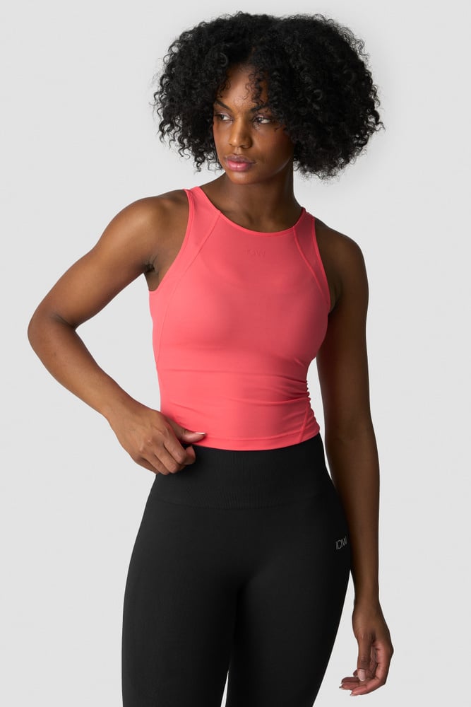 Ignite Cropped V-neck Tank Top Dark Pink Peach | ICIW