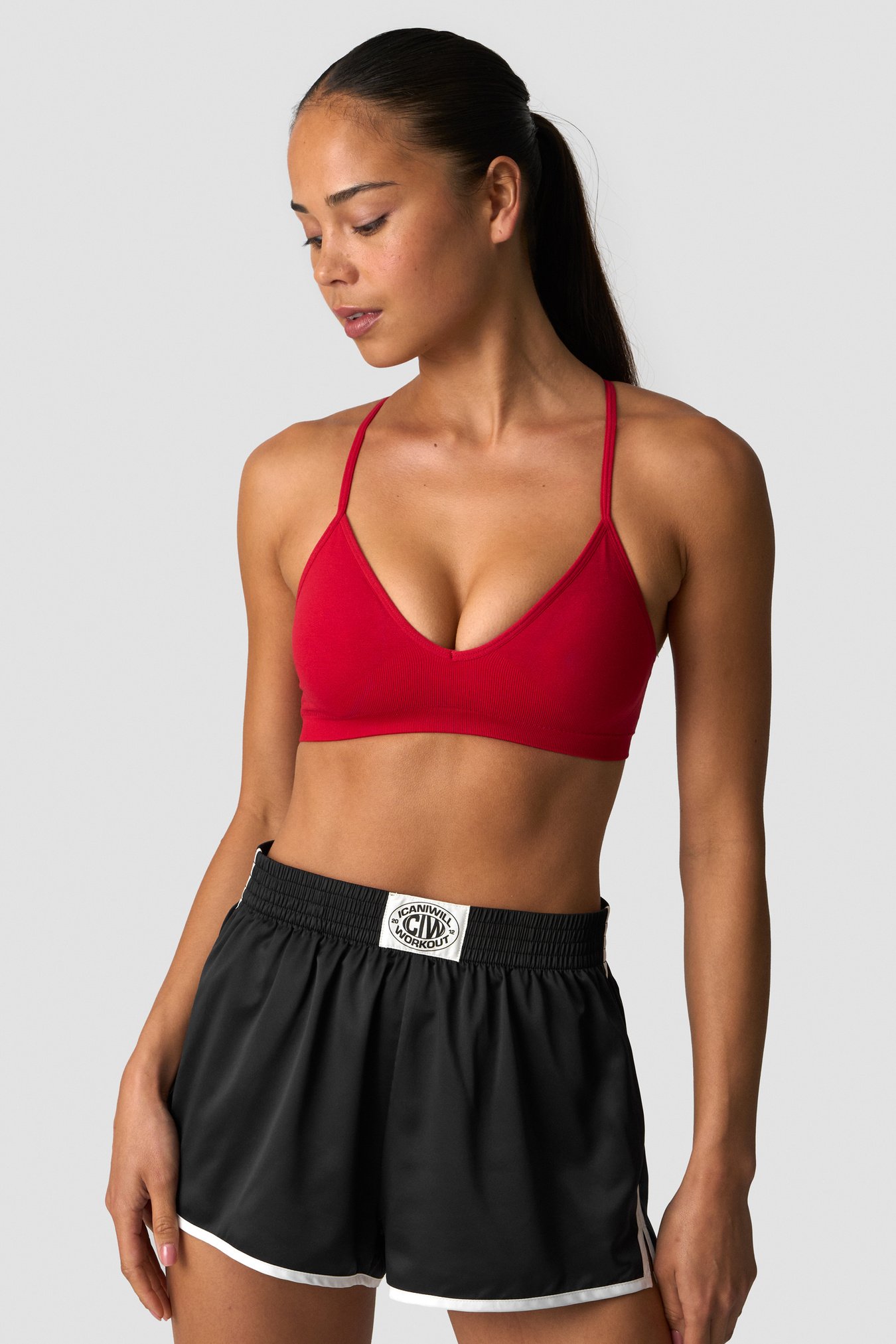 Smooth Seamless Strappy Sports Bra Red Cherry - immagine $