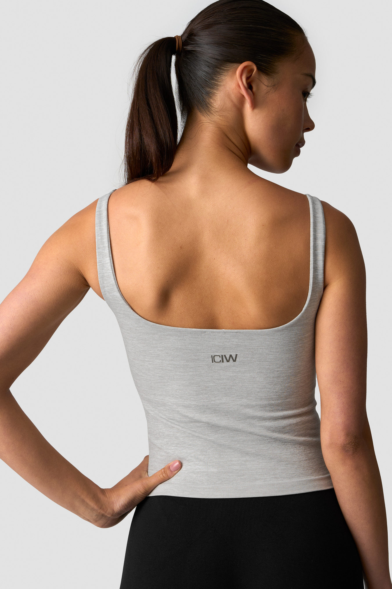 Smooth Seamless 2-in-1 Tank Light Grey Melange - immagine $