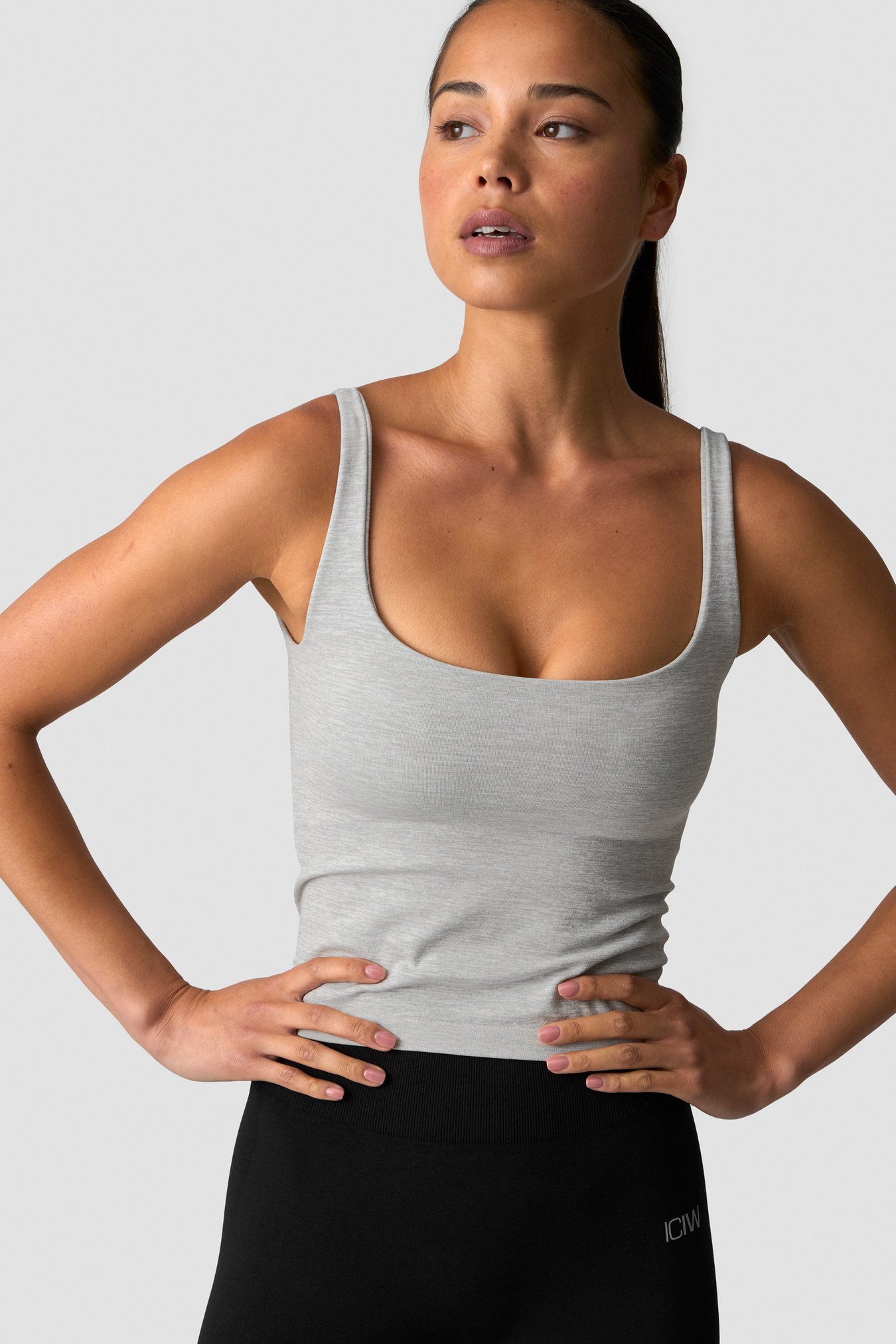 Smooth Seamless 2-in-1 Tank Light Grey Melange - immagine $