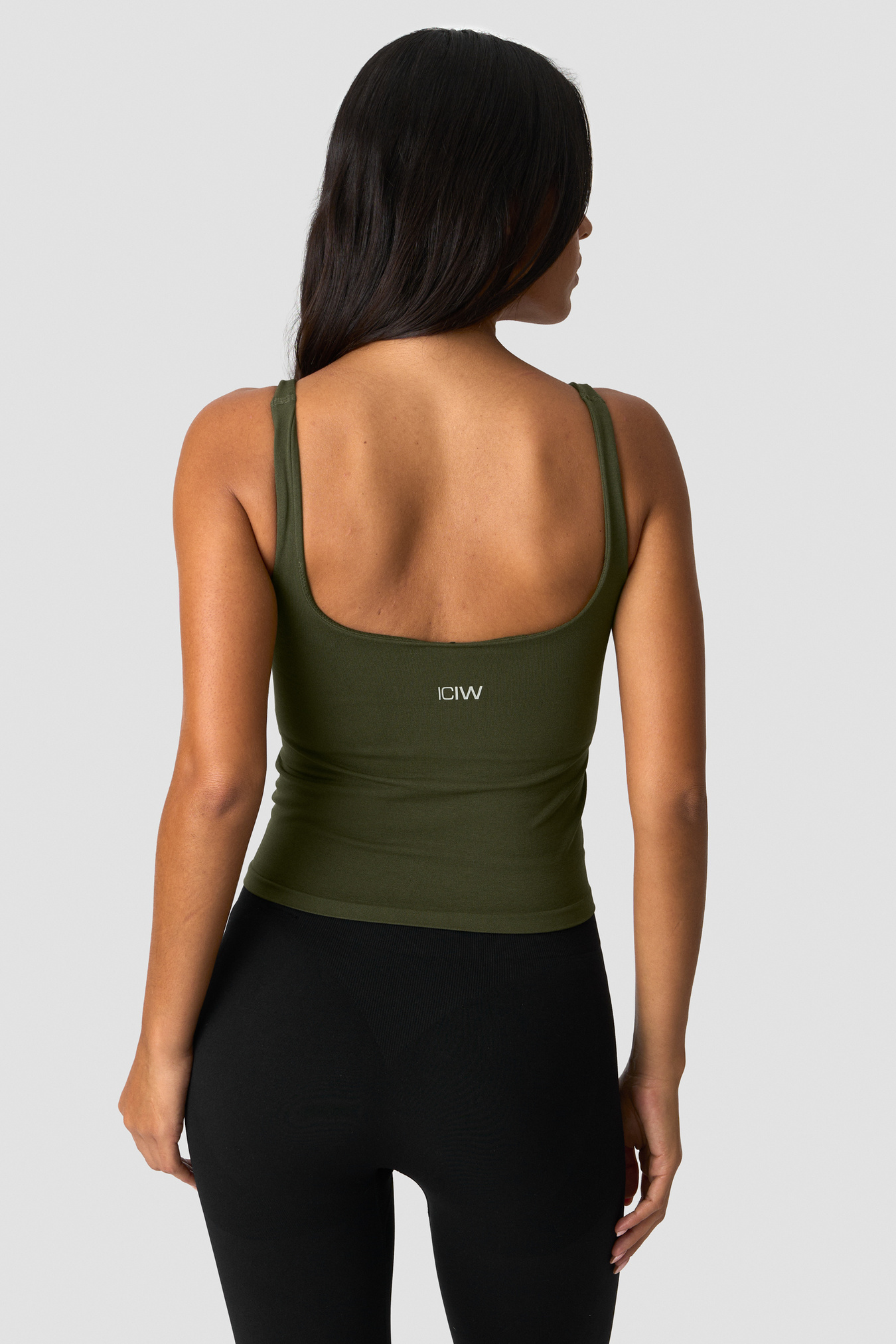 Smooth Seamless 2-in-1 Tank Dark Khaki Green - immagine $