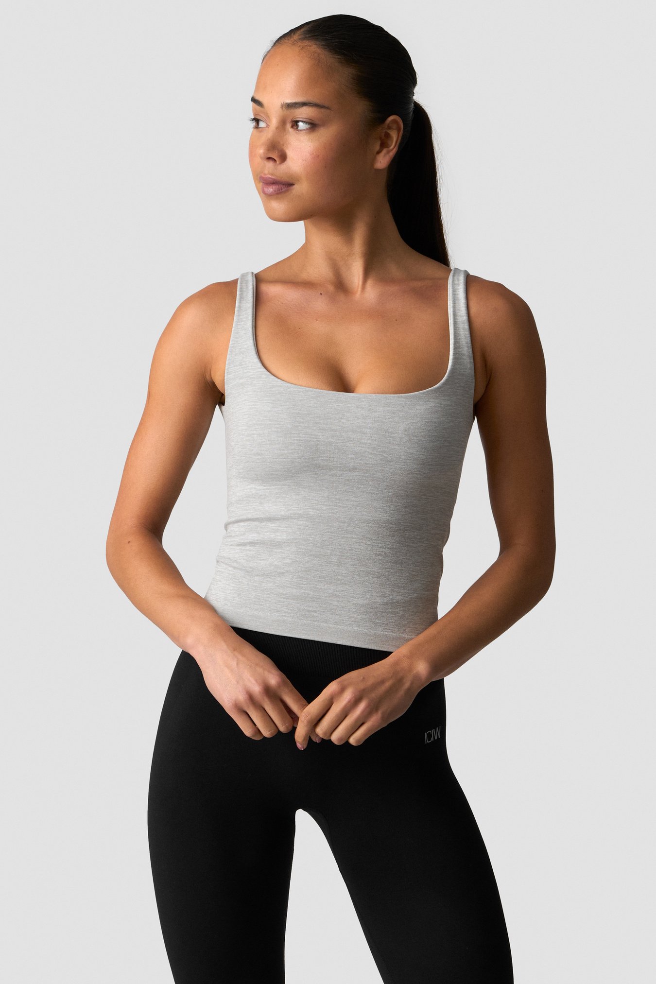 Smooth Seamless 2-in-1 Tank Light Grey Melange - immagine $