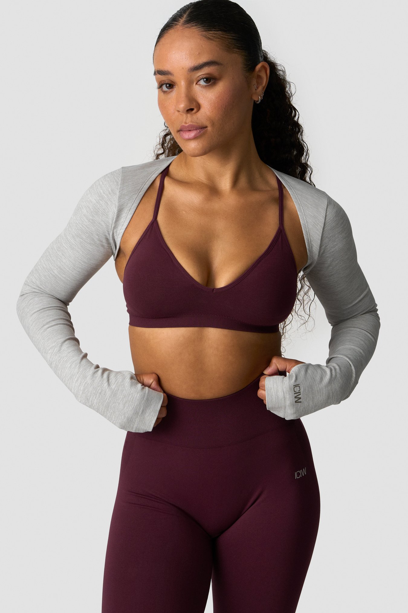 Smooth Seamless Shrug Light Grey Melange - immagine $