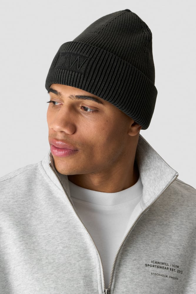 Ribbed Vintage Washed Beanie Black