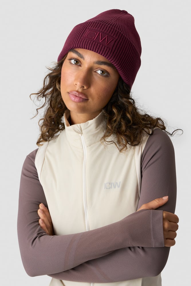 Ribbed Vintage Washed Beanie Dark mahogany