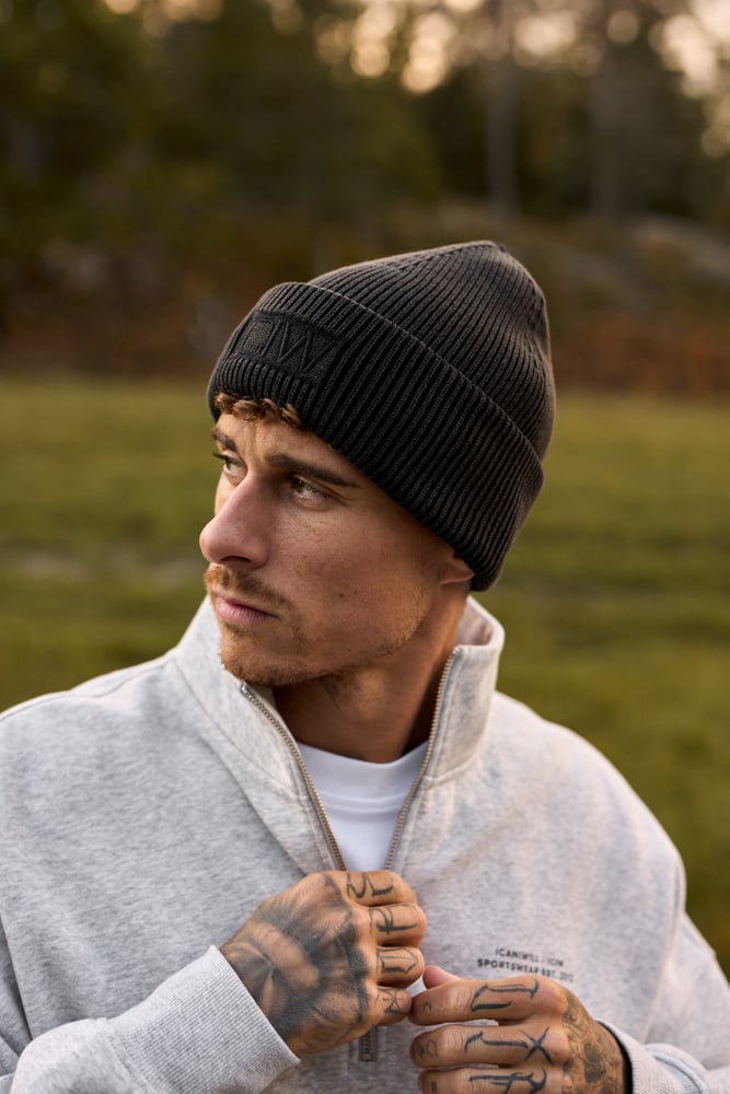 Ribbed Vintage Washed Beanie Black