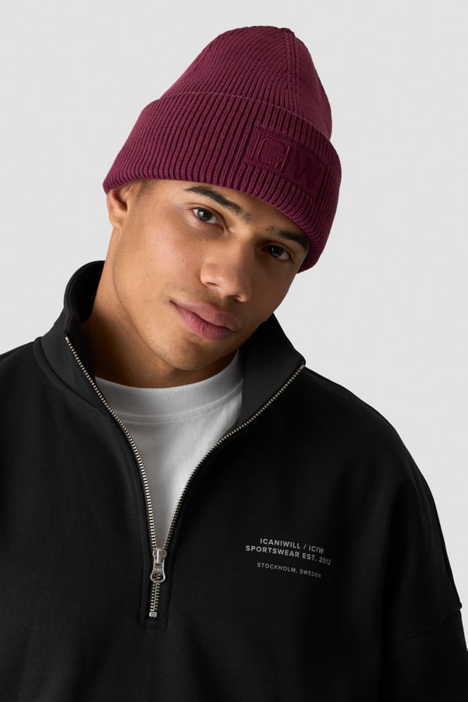 Ribbed Vintage Washed Beanie Dark mahogany