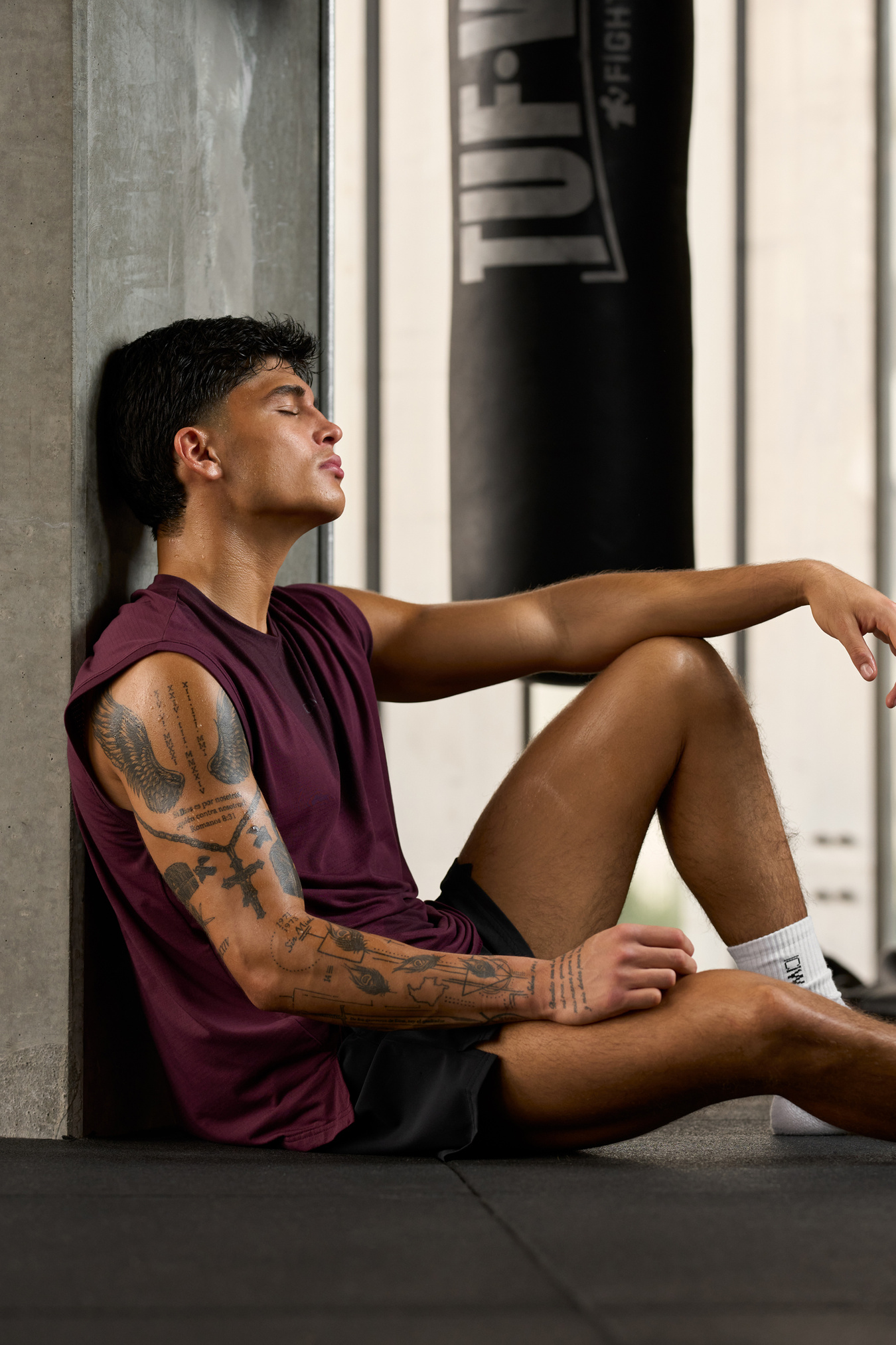 Stride Printed Sleeveless T-shirt Dark Mahogany - immagine $