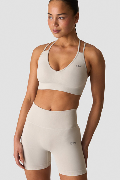 Define Seamless V-neck Sports Bra Light Dusty Beige - undefined