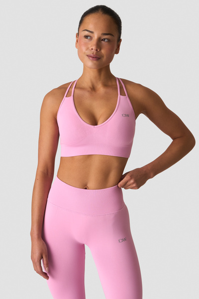 Define Seamless V-neck Sports Bra Pink - undefined