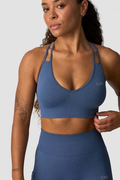 Define Seamless V-neck Sports Bra Dusty Twilight Blue