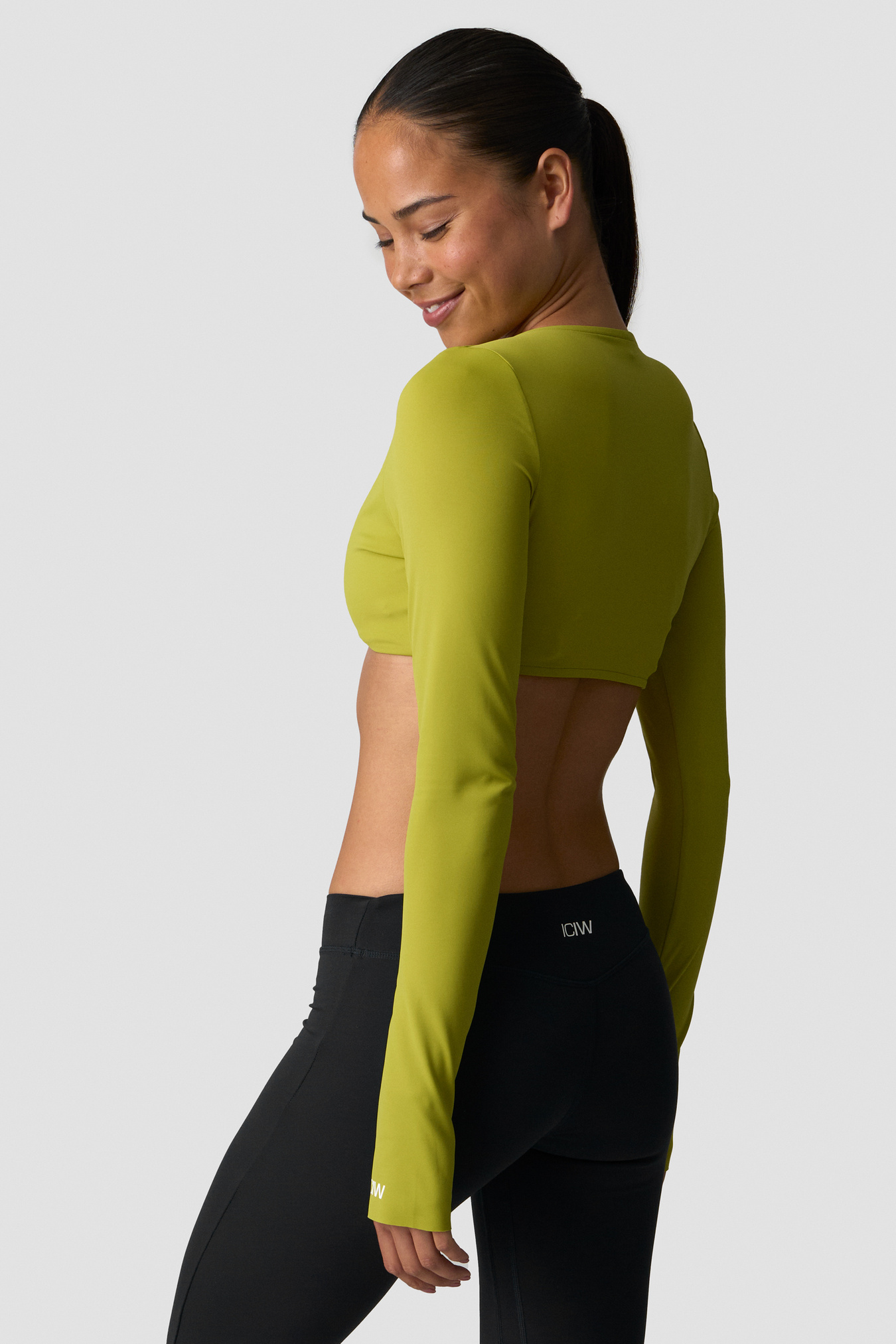 Nimble Twisted Cropped Long Sleeve Green Flax - image 2