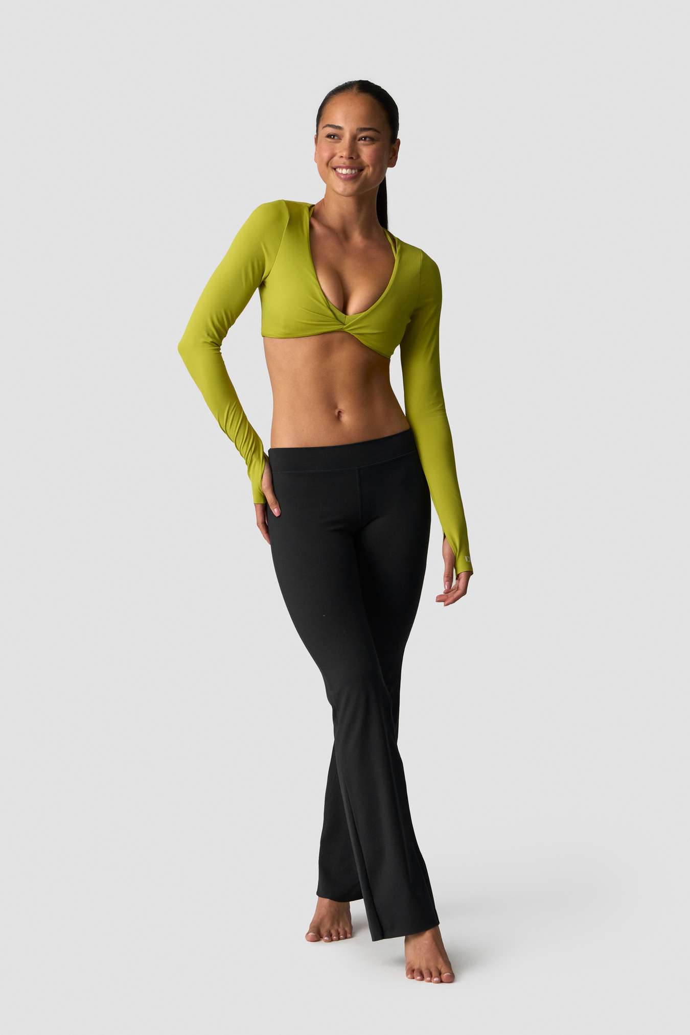 Nimble Twisted Cropped Long Sleeve Green Flax - image 4