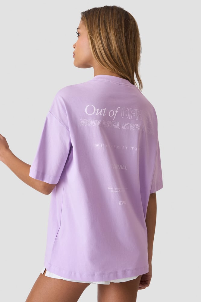 Everyday Oversized Cotton T-shirt Print Pastel Lilac
