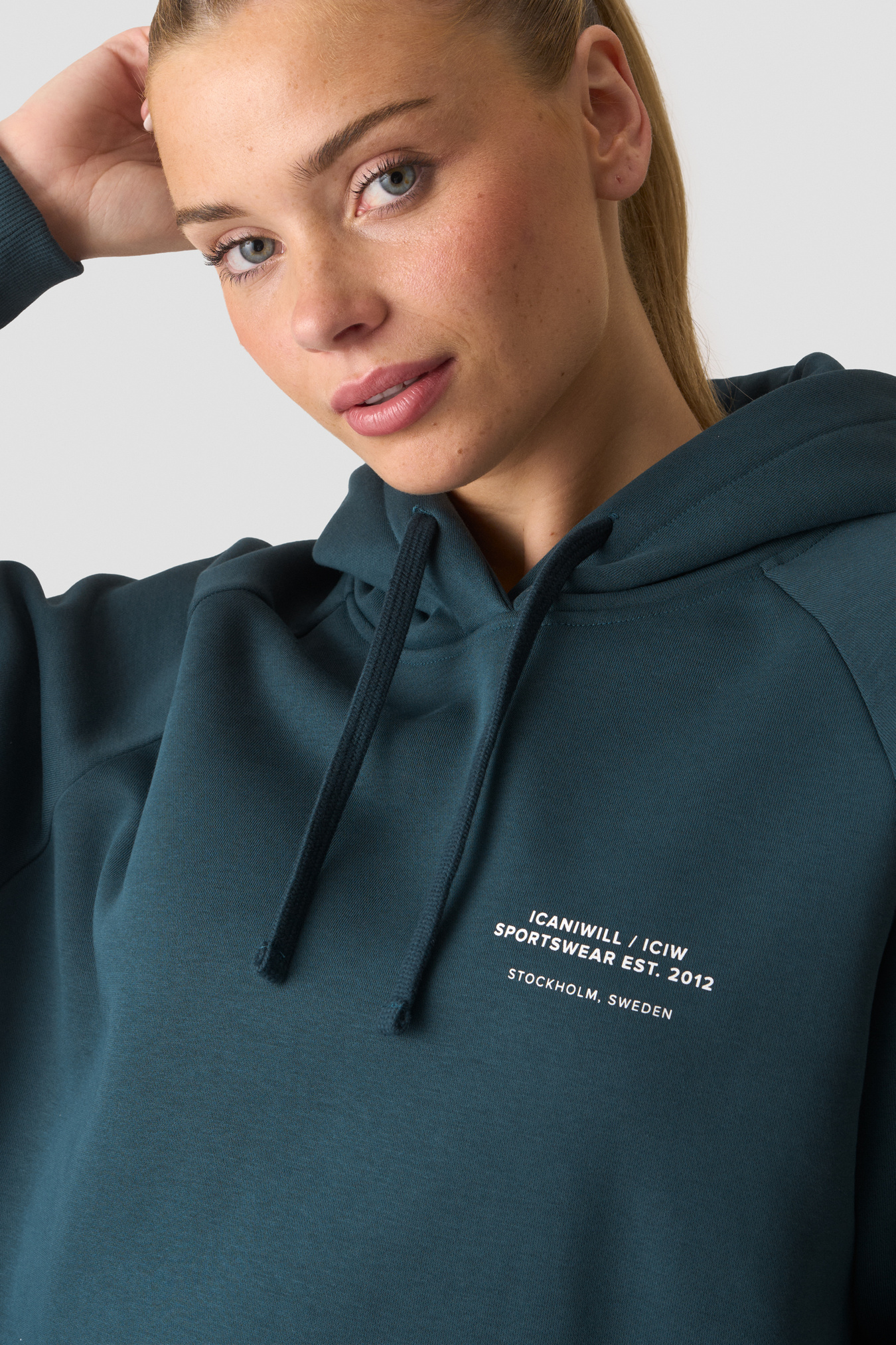 Everyday Hoodie Print W Dark Dusty Teal - afbeelding 2
