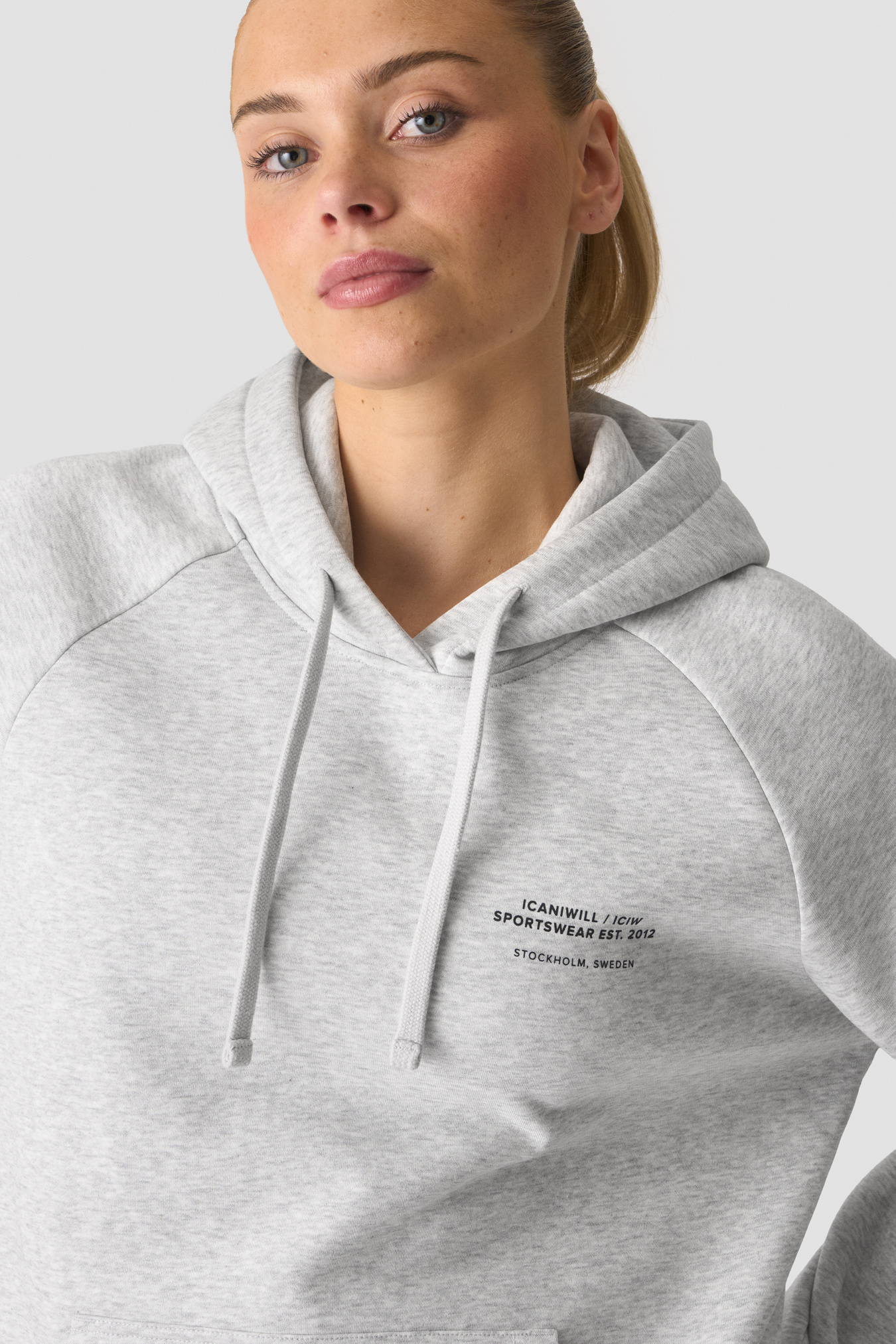 Everyday Hoodie Print W Light Grey Melange - afbeelding 2