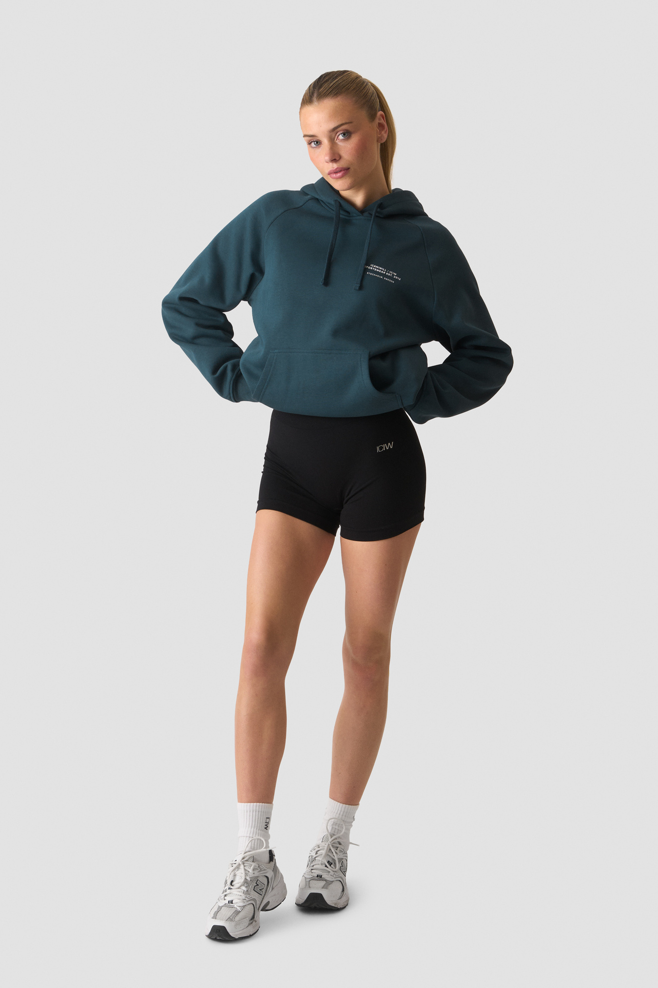 Everyday Hoodie Print W Dark Dusty Teal - afbeelding 4