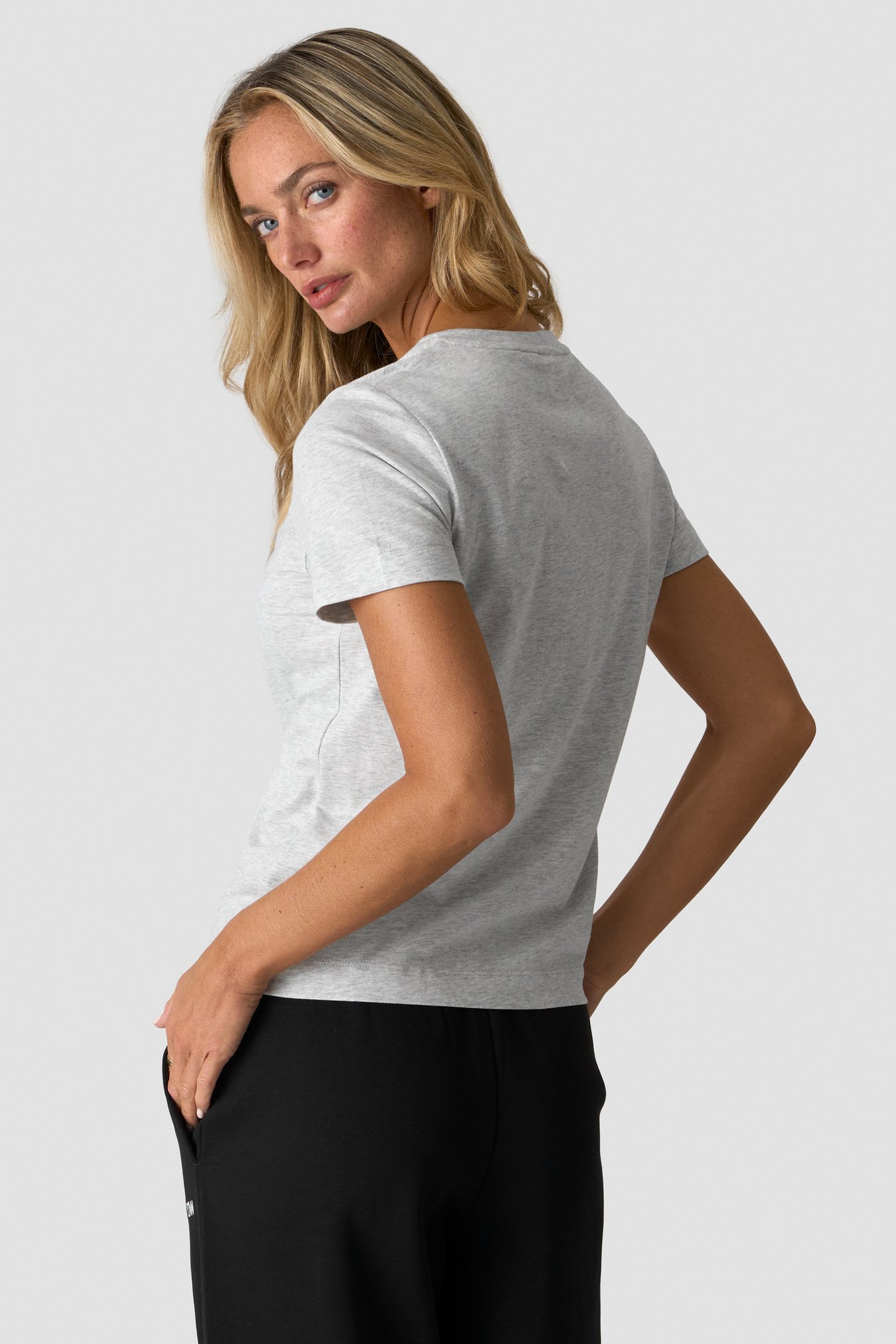 Everyday Cotton T-shirt Print Light Grey Melange - Bild 1