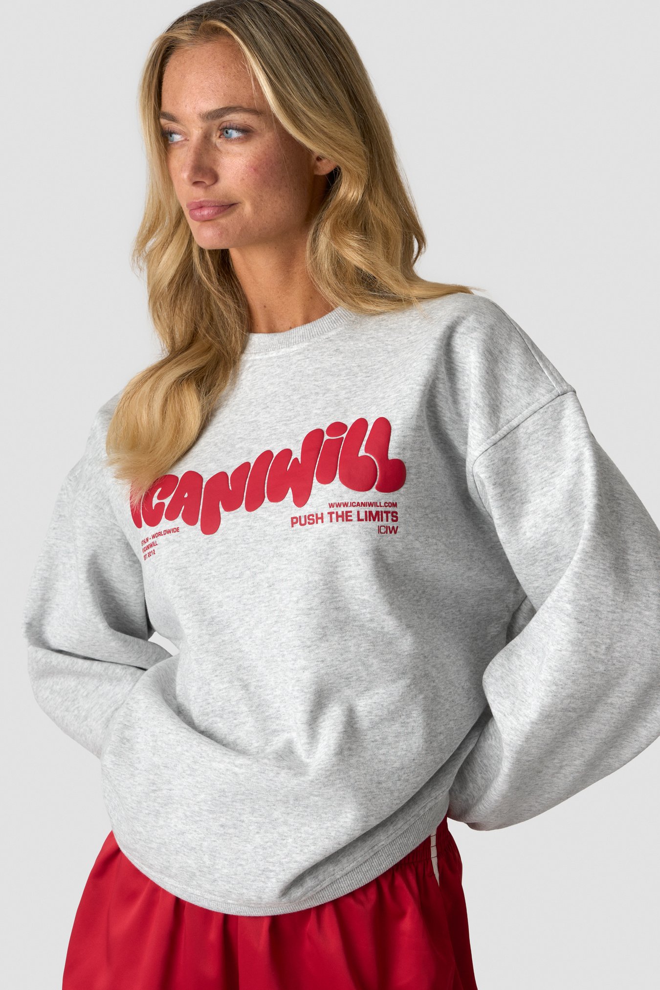 Everyday Relaxed Crewneck Print Light Grey Melange - Bild 2