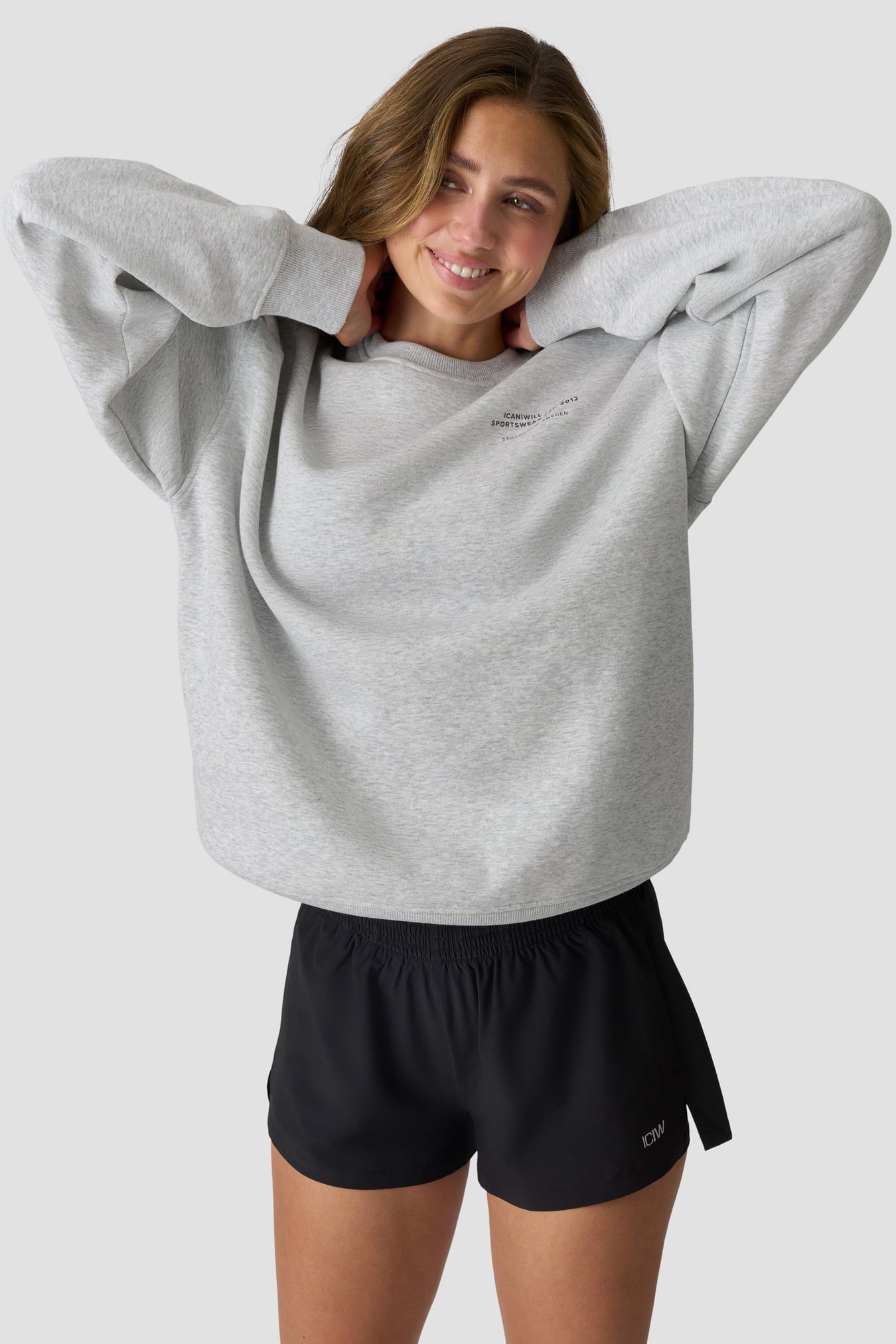 Everyday Relaxed Crewneck Print Light grey melange - immagine $