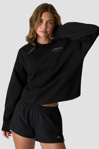 Everyday Relaxed Crewneck Print black - Zwart