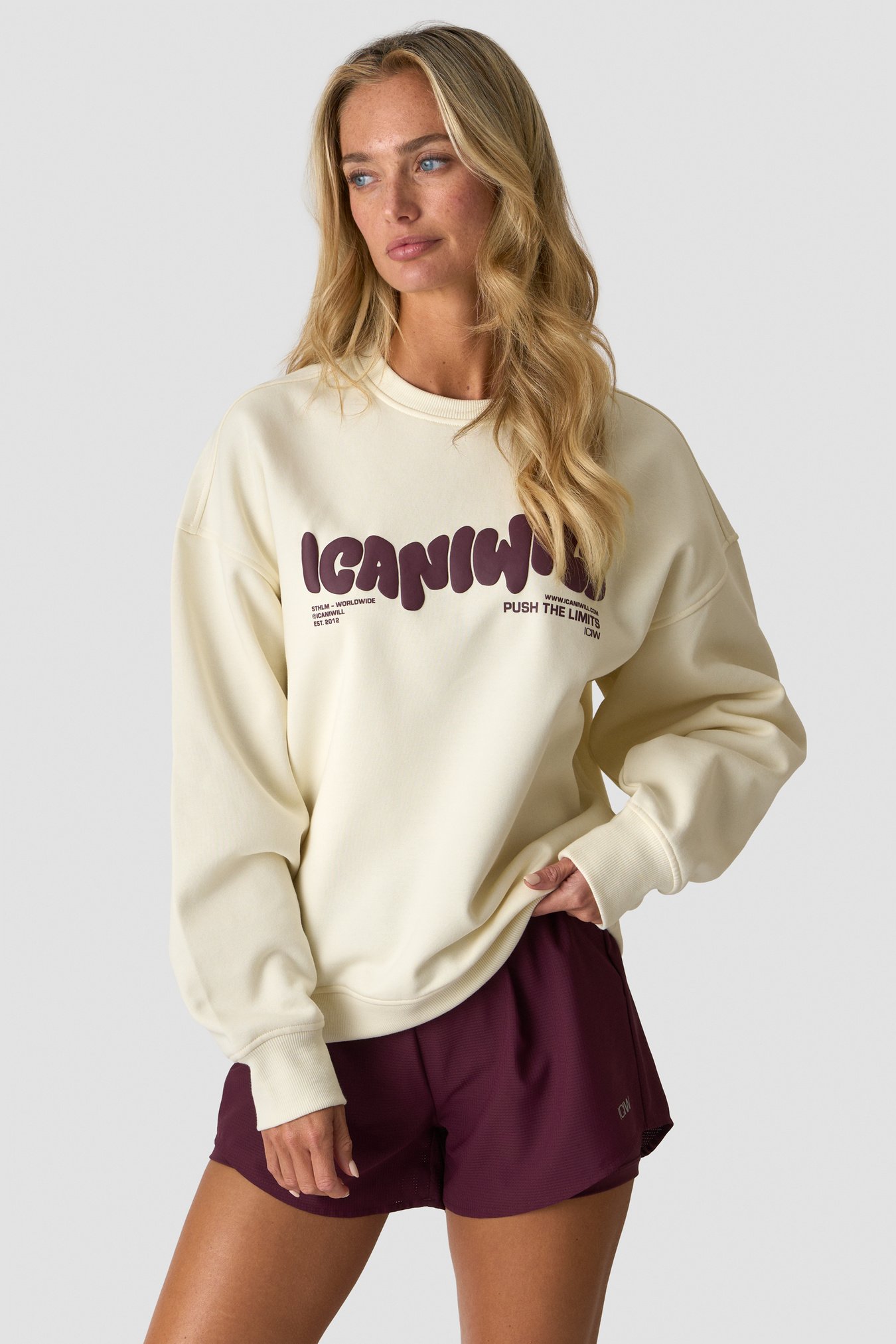 Everyday Relaxed Crewneck Print Cream - Bild 0