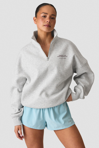 Everyday 1/4 Zip Crewneck Print W Light Grey Melange - undefined