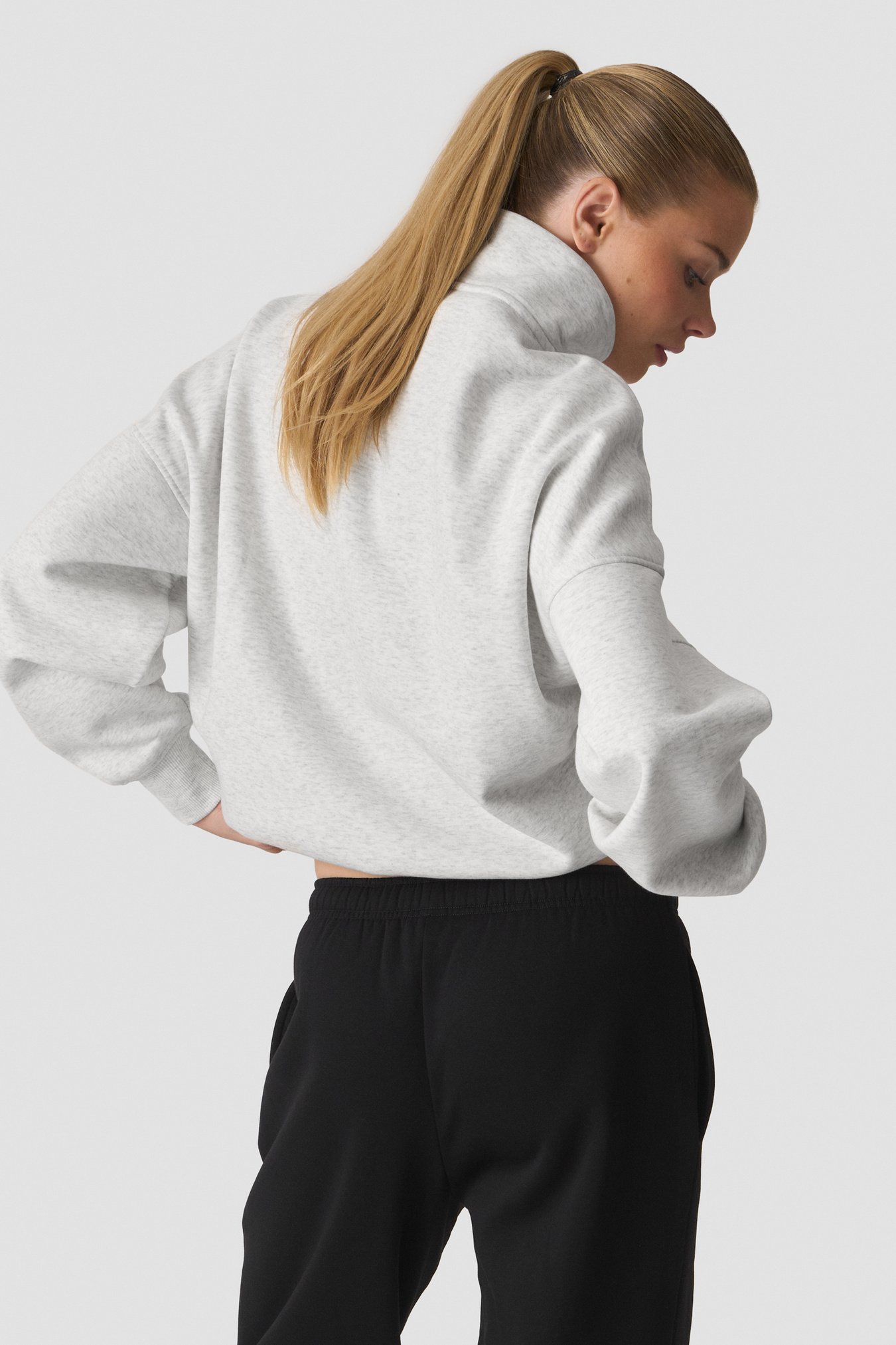 Everyday 1/4 Zip Crewneck Print White Melange - image 3