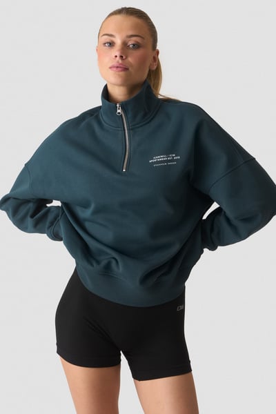Everyday 1/4 Zip Crewneck Print Dark Dusty Teal - undefined