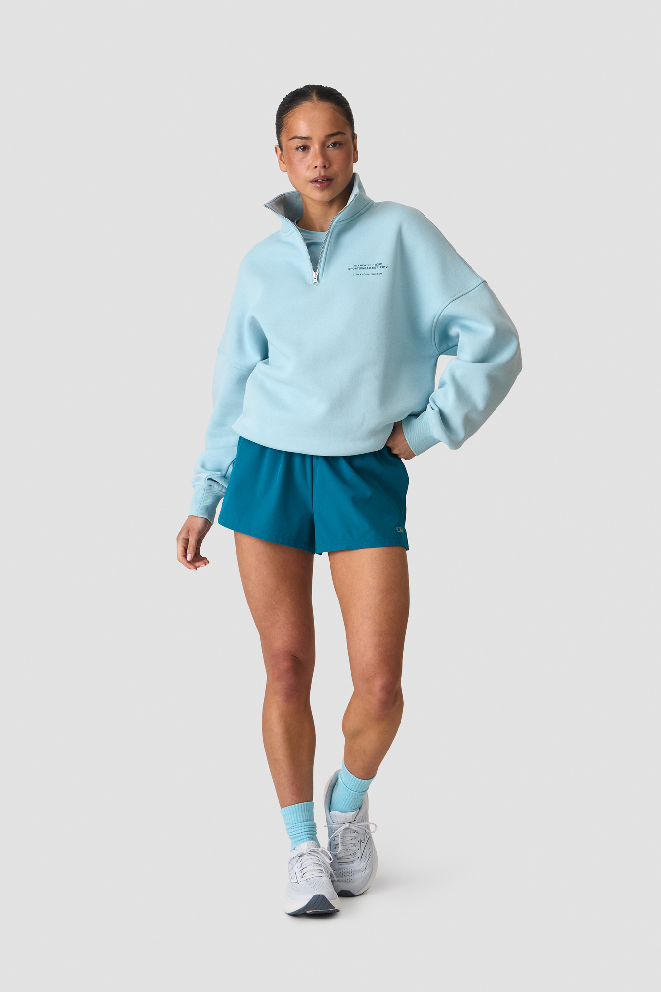 Everyday 1/4 Zip Crewneck Print W Baby Blue - image 4