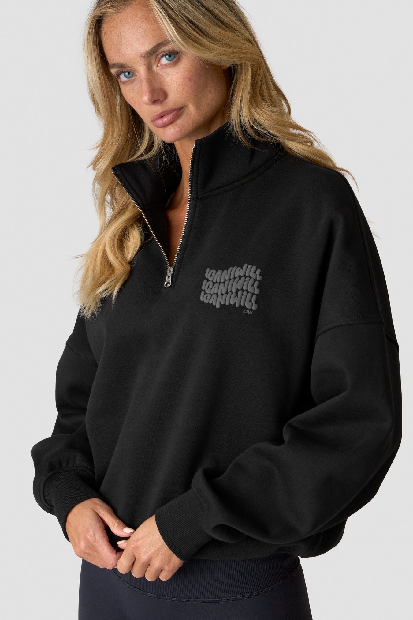 Everyday 1/4 Zip Crewneck Print Black - Bild 0