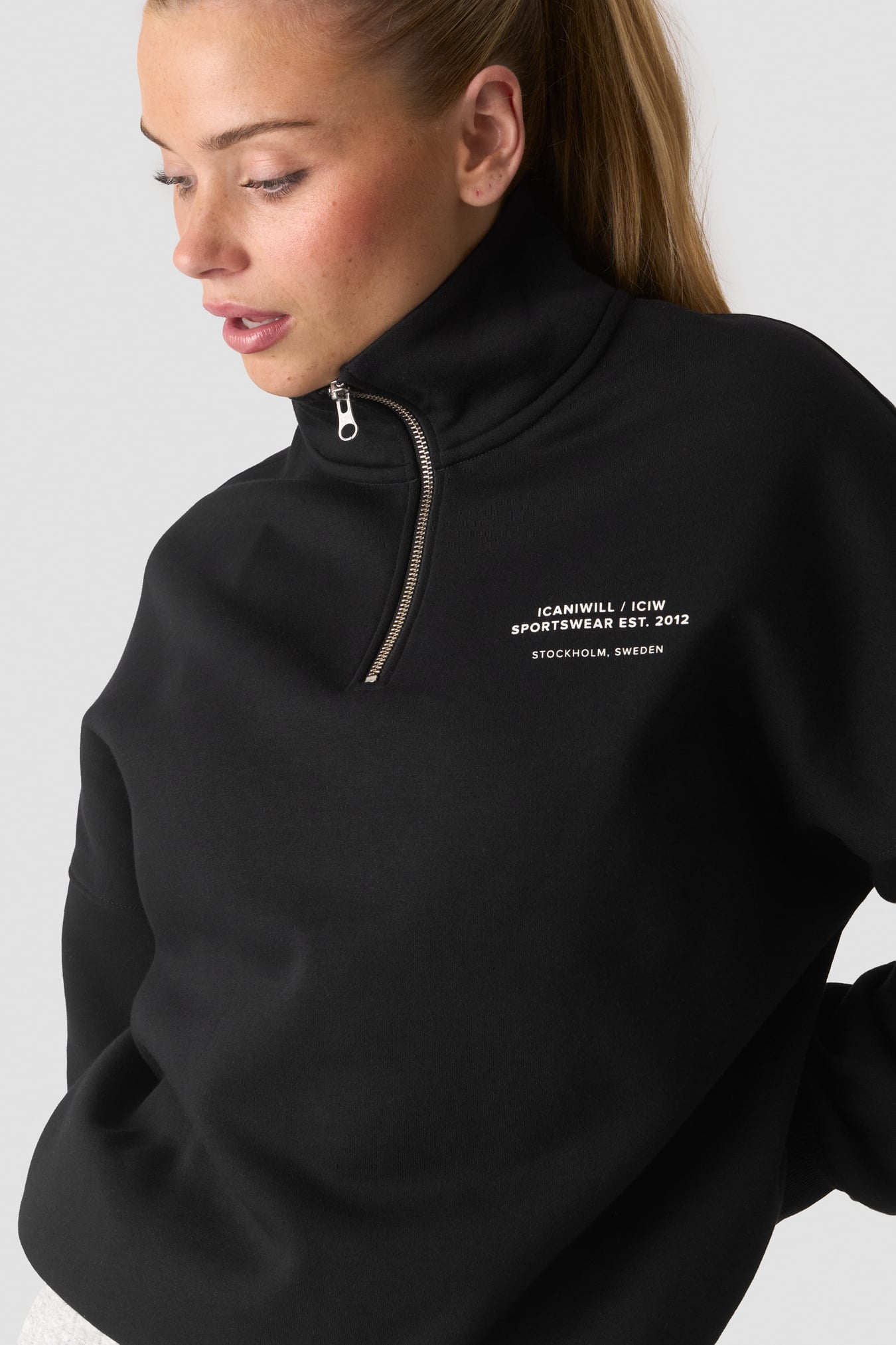 Everyday 1/4 Zip Crewneck Print Black - bilde 3