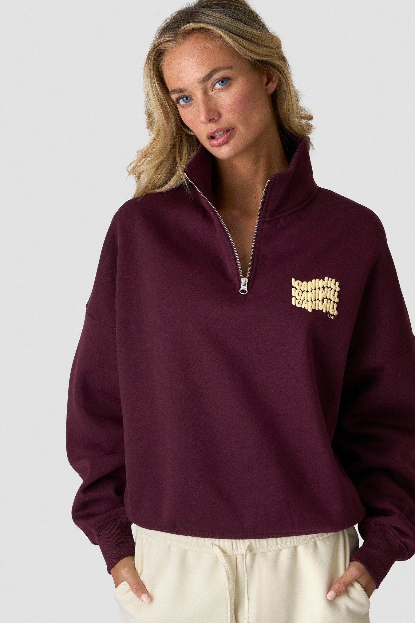 Everyday 1/4 Zip Crewneck Print Dark mahogany - Bild 1
