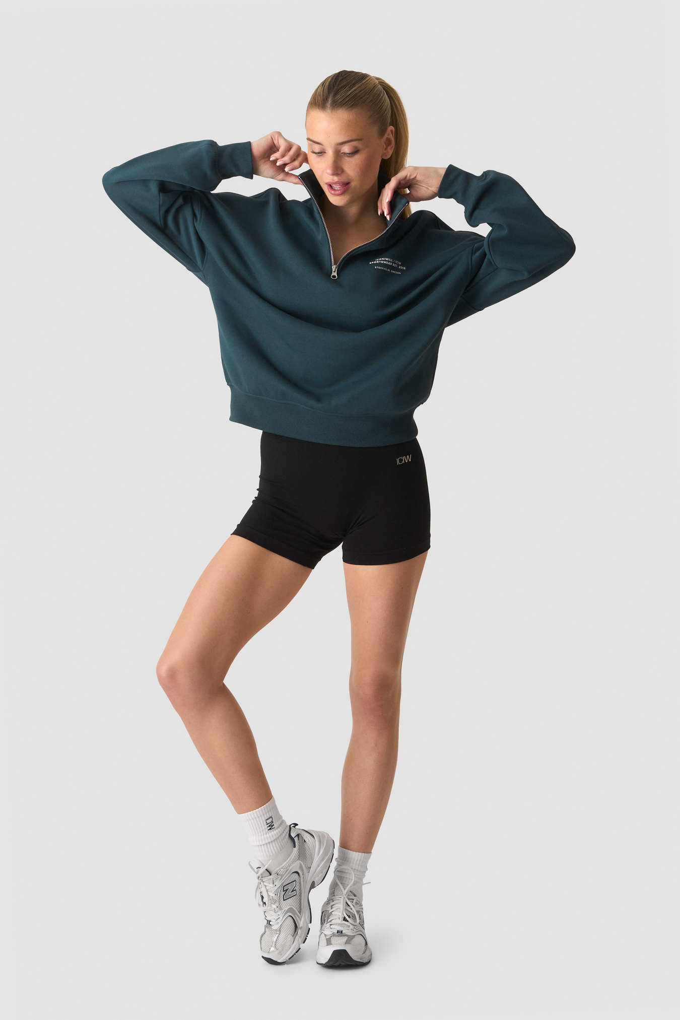 Everyday 1/4 Zip Crewneck Print Dark Dusty Teal - bilde 4