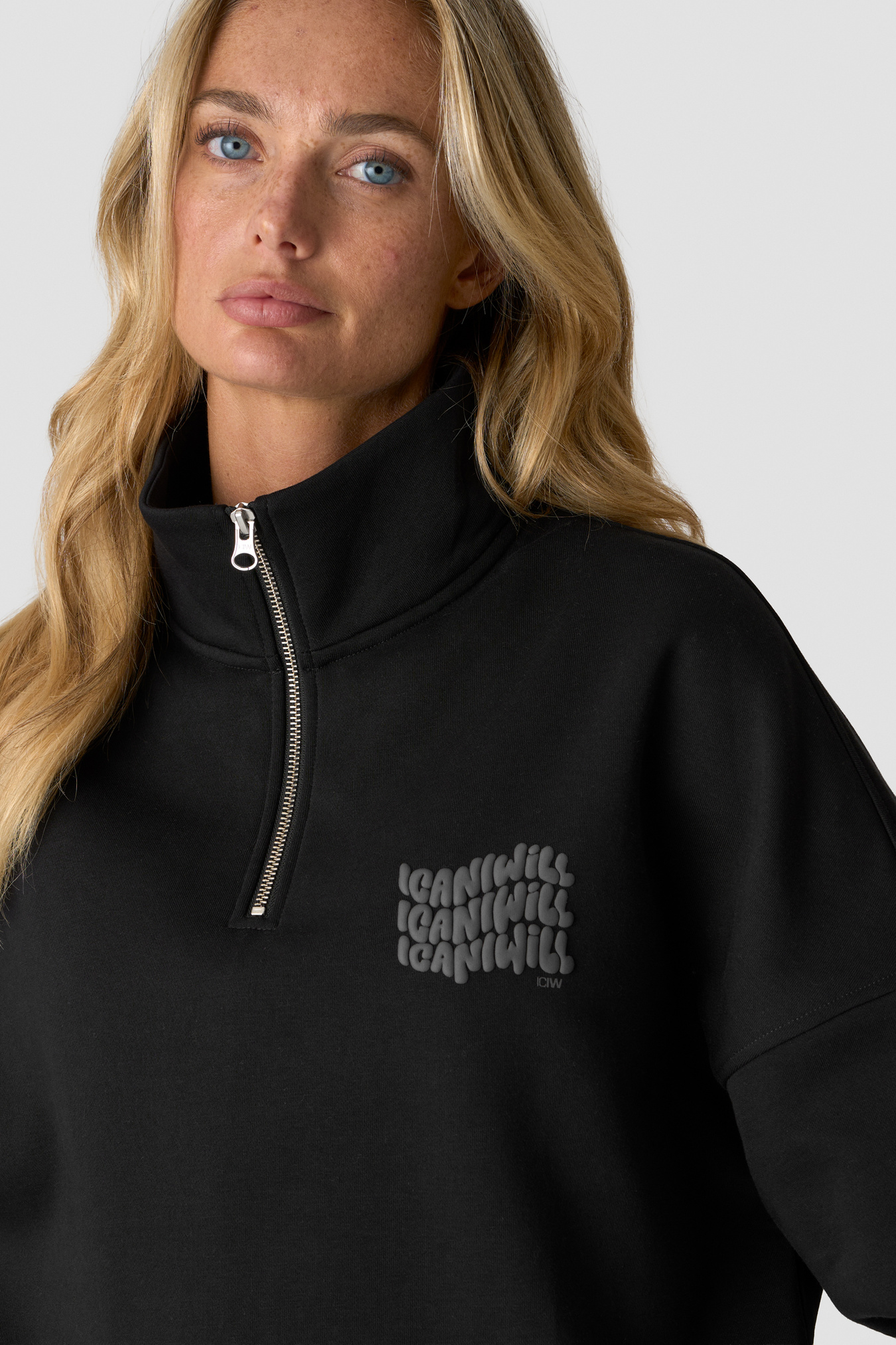 Everyday 1/4 Zip Crewneck Print Black - Bild 3