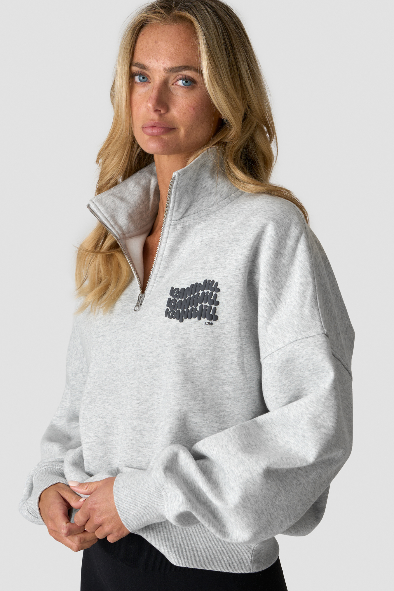 Everyday 1/4 Zip Crewneck Print Light Grey Melange - Bild 2