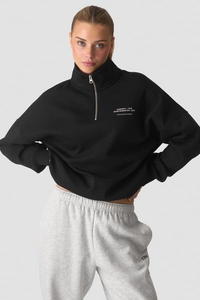 Everyday 1/4 Zip Crewneck Print Black - undefined