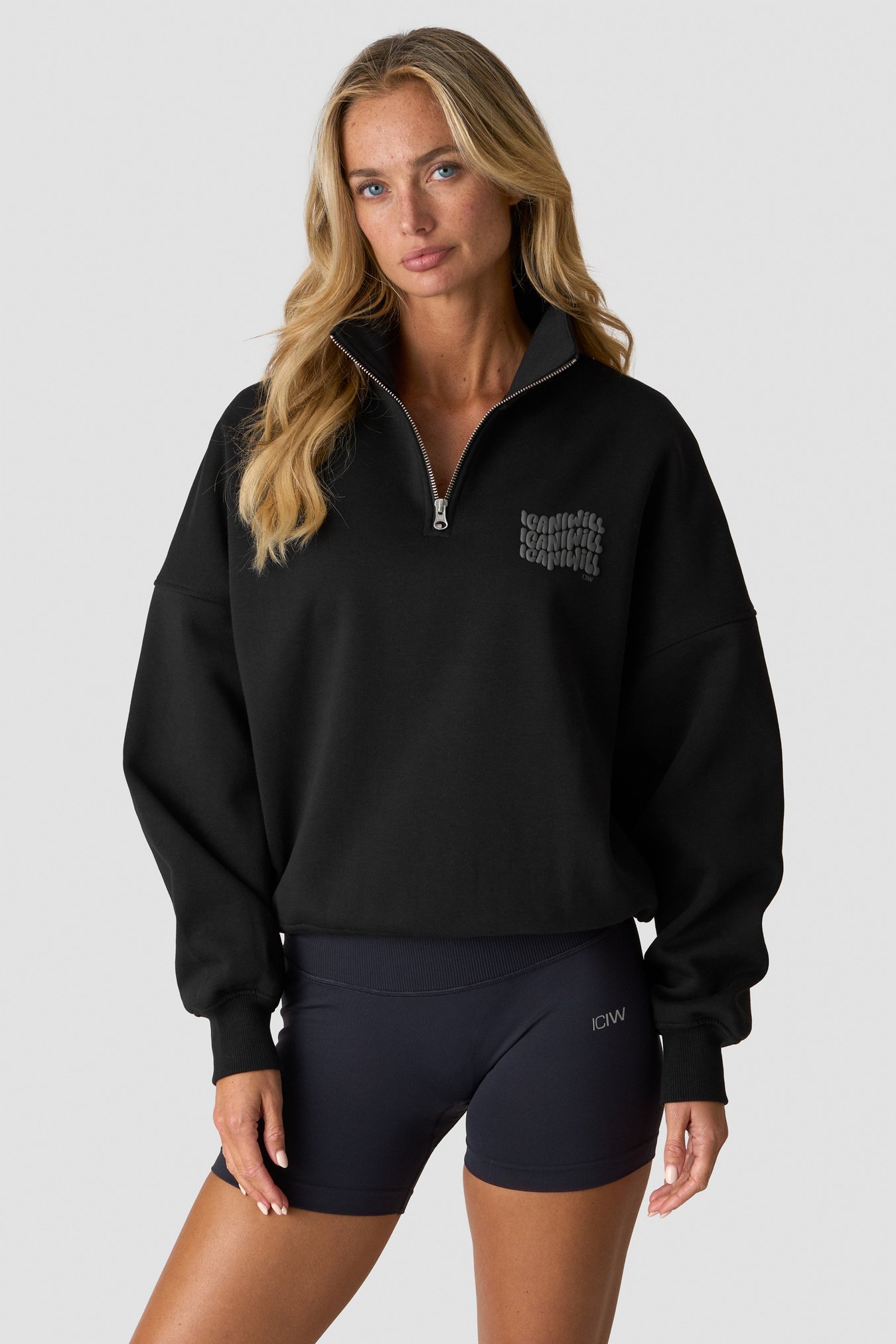 Everyday 1/4 Zip Crewneck Print Black - Bild 1