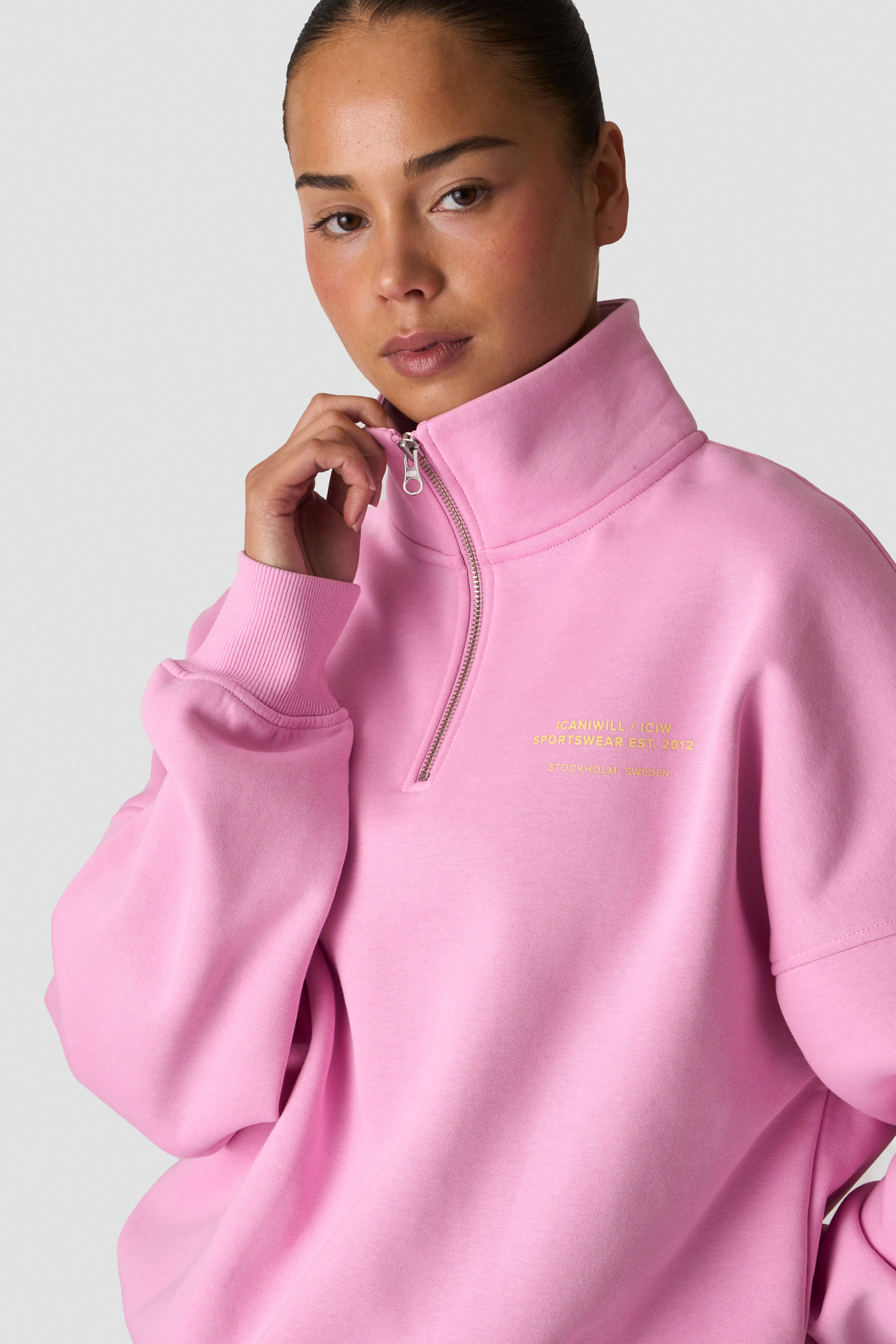 Everyday 1/4 Zip Crewneck Print Lavender Pink - image 2
