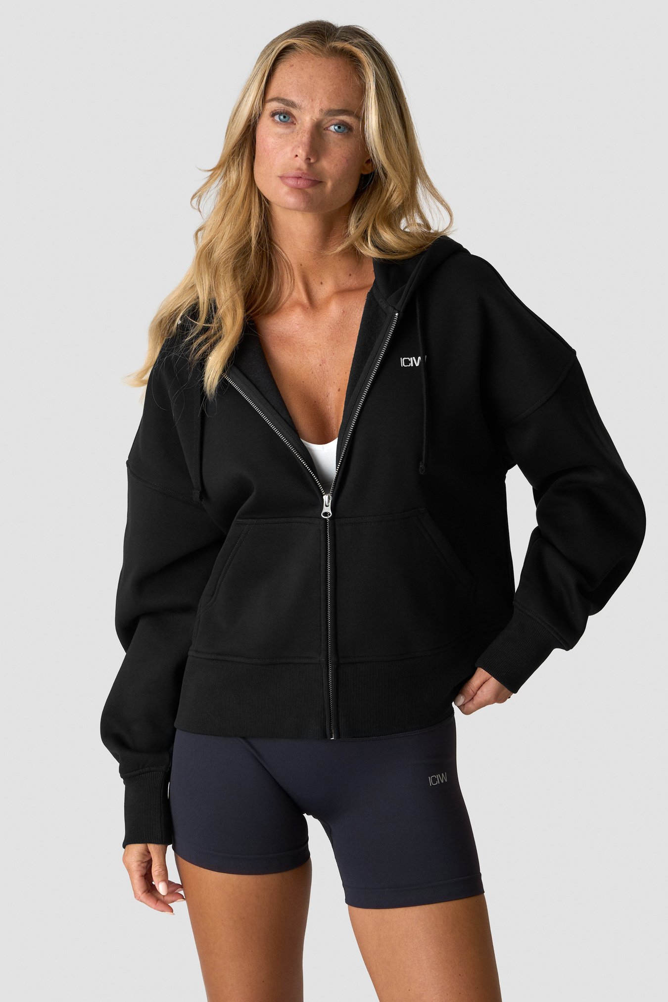 Everyday Boxy Zipper Hoodie Black - Bild 0