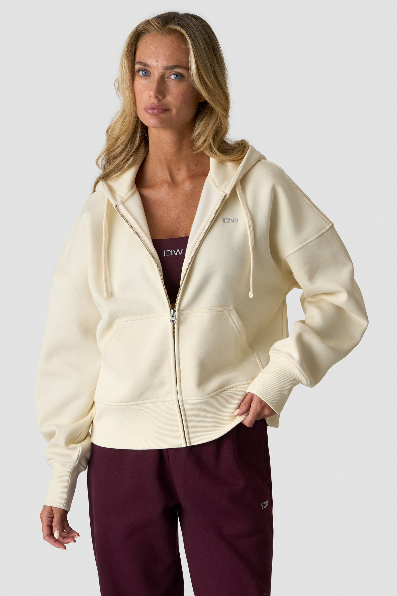 Everyday Boxy Zipper Hoodie Cream - Bild 1