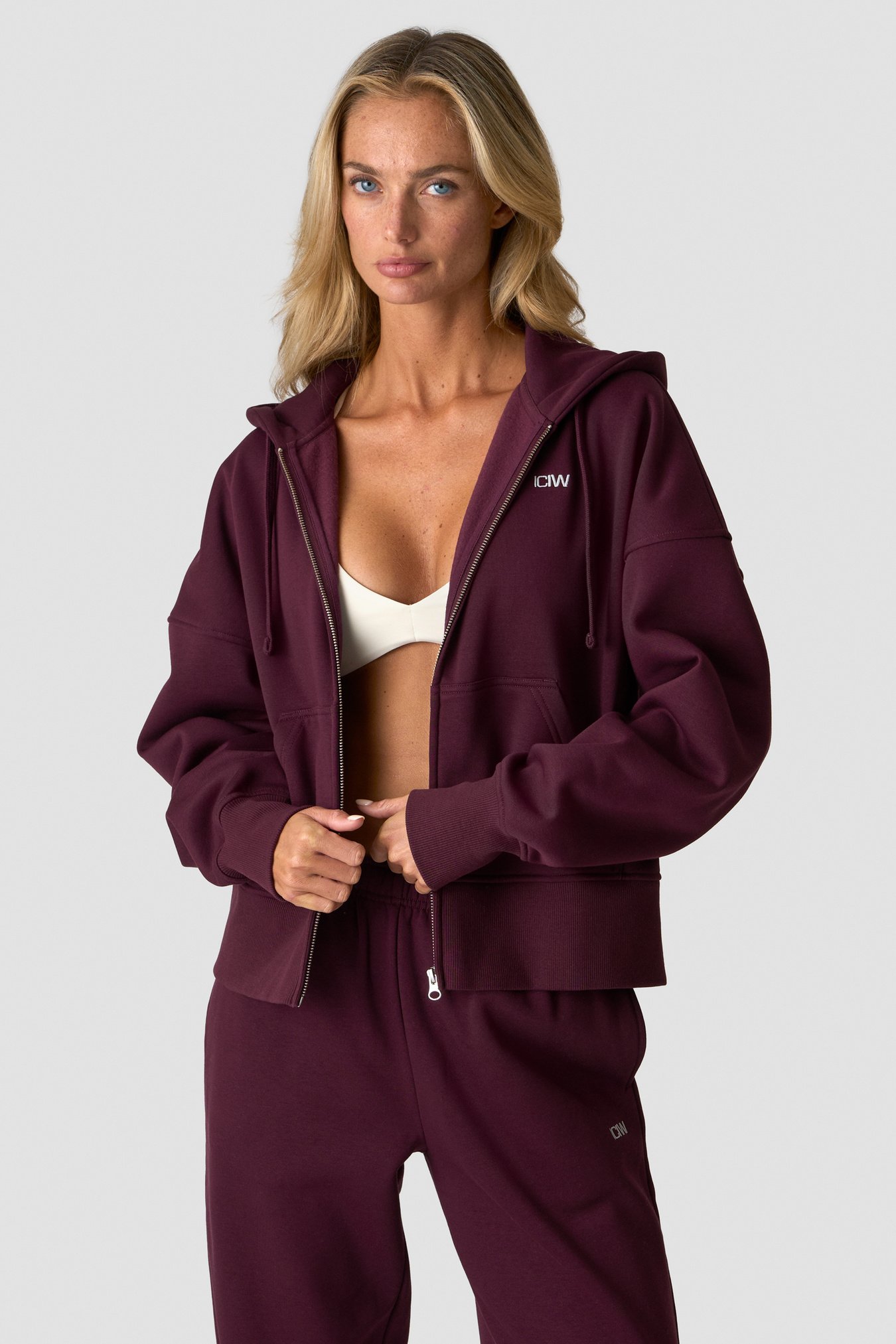 Everyday Boxy Zipper Hoodie Dark Mahogany - Bild 1